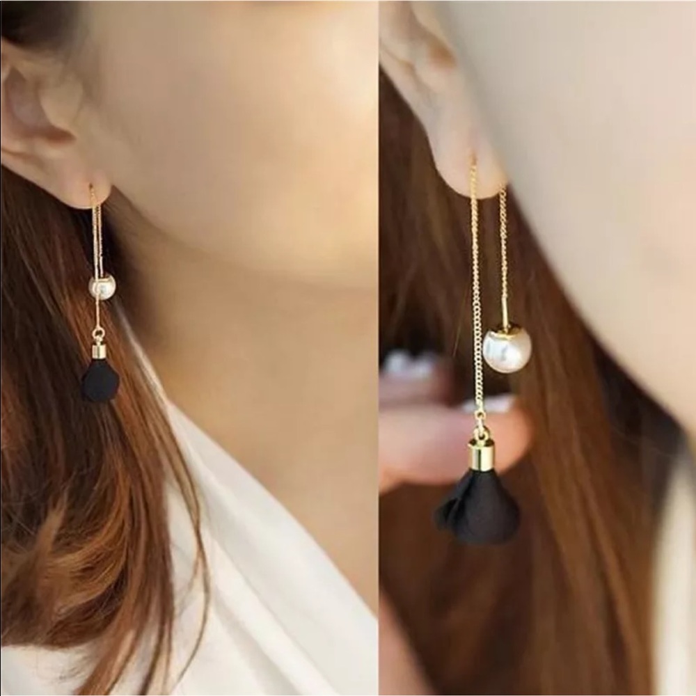 Flower Drop Long Chain Dangle Earrings (as… - Picture 8 of 16